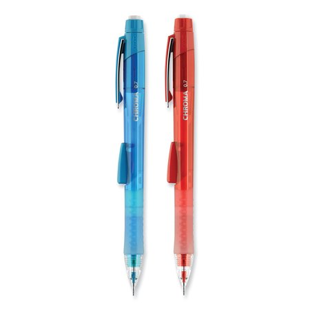 Uniball Mechanical Pencil w/10 Lead and 2 Erasers, 0.7 mm, HB #2, Black Lead, 1 Red 1 Blue Barrel, 2PK 90192